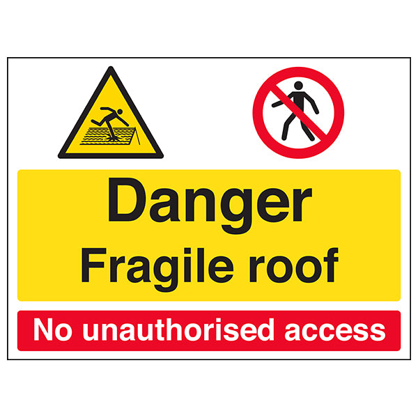Fragile Roof Safety Sign High Visibility Protects Workers