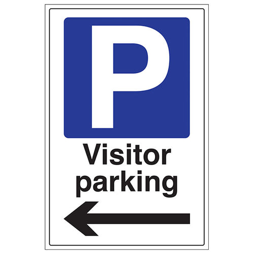 Visitor Parking Arrow Left Safety Sign For Offices Durable