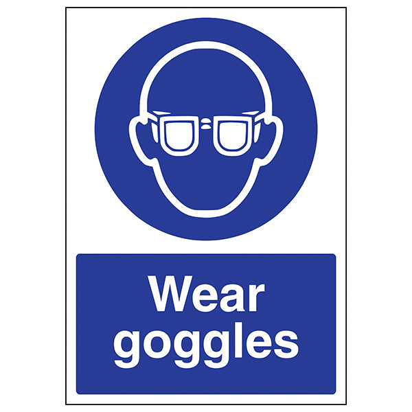 Wear Goggles Safety Sign EN ISO 7010 PPE Reminder Staff