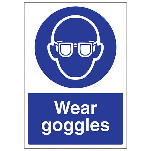 Wear Goggles Safety Sign EN ISO 7010 PPE Reminder Staff