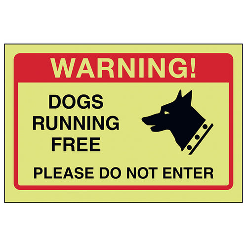 GITD Dogs Running Free Safety Sign Warns Visitors Homeowner