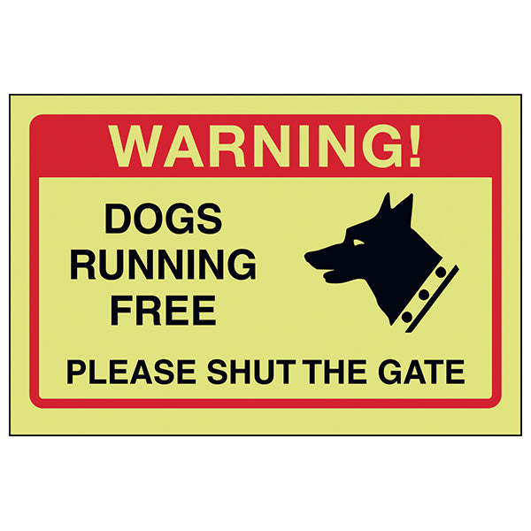 GITD Dogs Running Free Warning Safety Sign For Homeowners