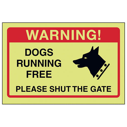 GITD Dogs Running Free Warning Safety Sign For Homeowners