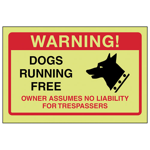 GITD Dogs Running Free Safety Sign For Homeowners Warning