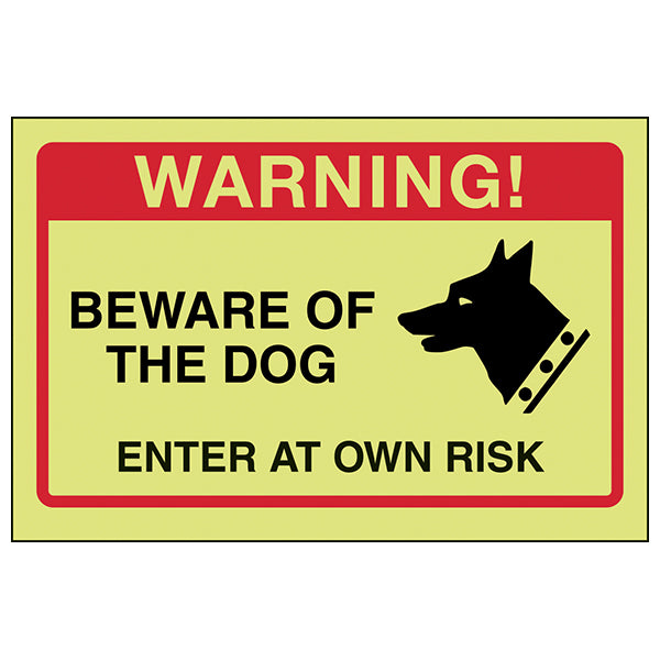 Beware Of The Dog Safety Sign Glow Protect Property