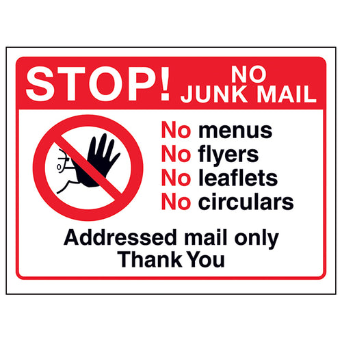 No Junk Mail Sign For Homeowners Prevents Unwanted Flyers