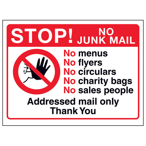 No Junk Mail Sign Stop Unwanted Mail For Homeowners