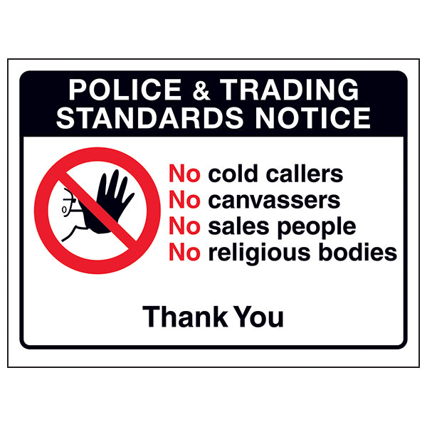 No Cold Callers Sign Deterrent For Homeowners Today