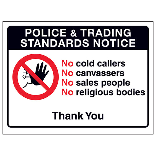 No Cold Callers Sign Deterrent For Homeowners Today
