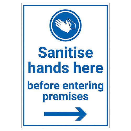 Sanitise Hands Here Safety Sign Self Adhesive For Staff