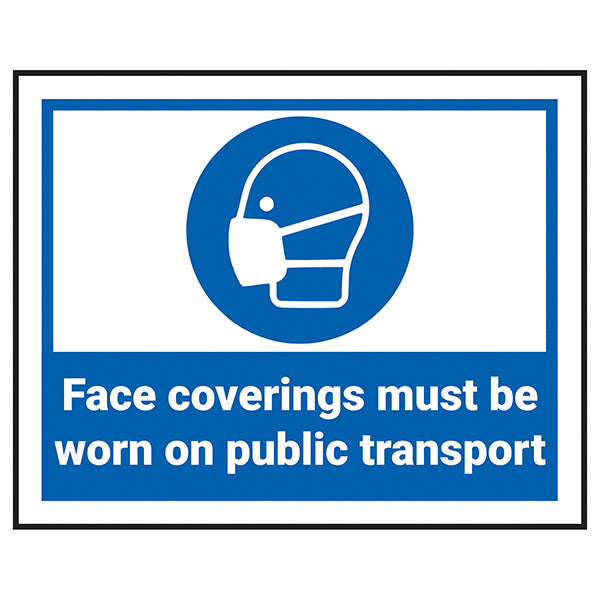 Face Coverings Must Be Worn Public Transport Safety Sign