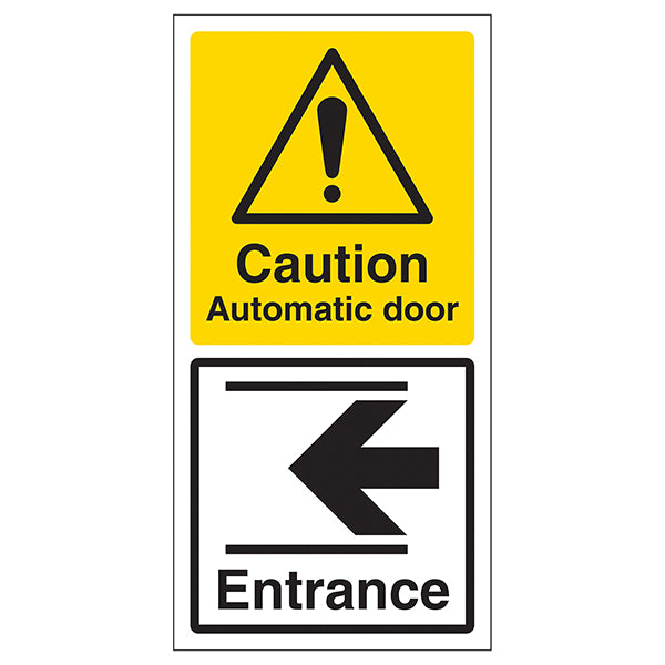 Automatic Door Safety Sign Left Arrow Self Adhesive Public