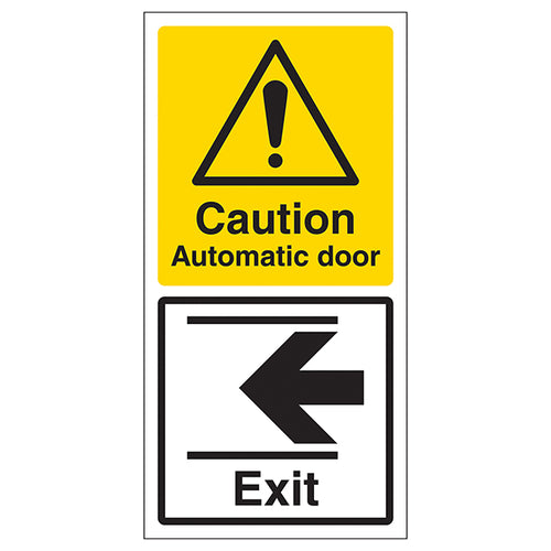 Auto Door Exit Arrow Left Safety Sign For Staff Adhesive