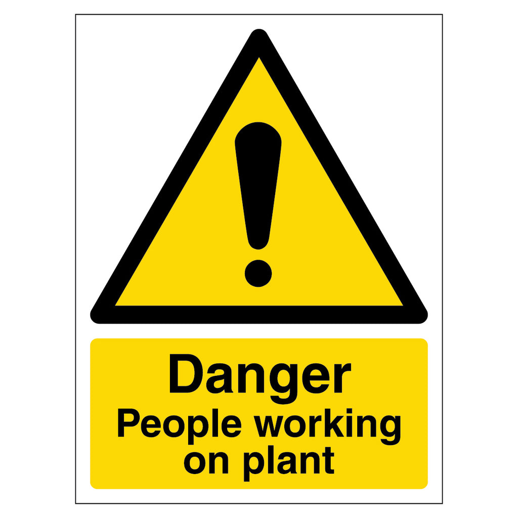 Danger People Working On Plant Safety Sign Portrait Staff