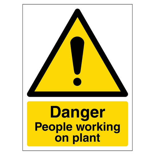 Danger People Working On Plant Safety Sign Portrait Staff