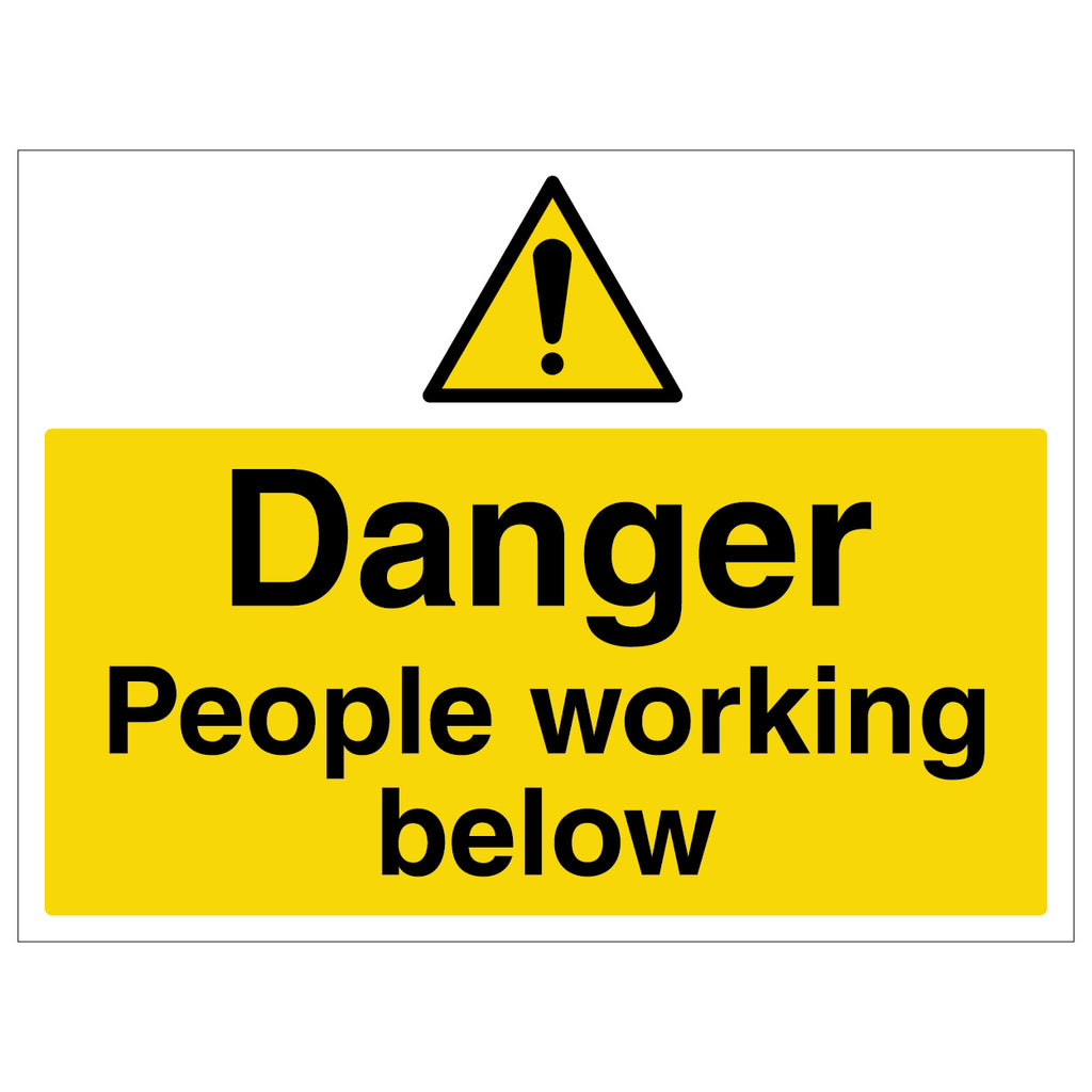 Danger People Working Below Sign Large Landscape Hazard