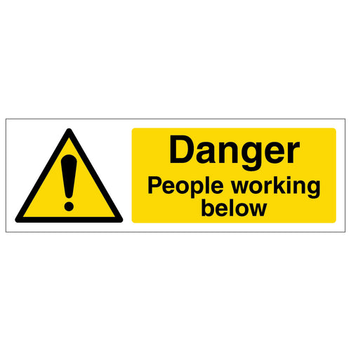 Danger People Working Below Sign Landscape For Employees