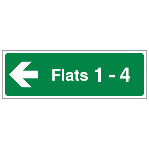 Flats 1-4 Arrow Left Safety Sign Firefighter Compliant