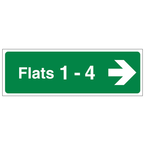 Flats 1-4 Arrow Right Fire Safety Sign For Landlords