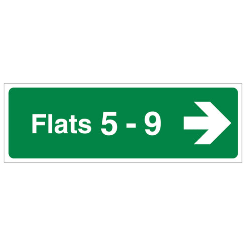 Flats 5 To 9 Arrow Right Safety Sign Residential Compliant
