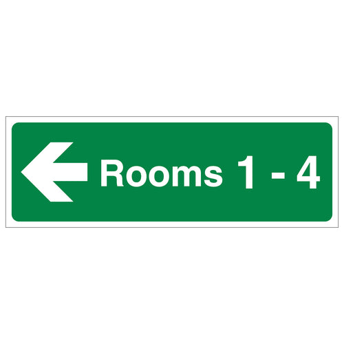 Rooms 1-4 Arrow Left Safety Sign Essential For Landlords