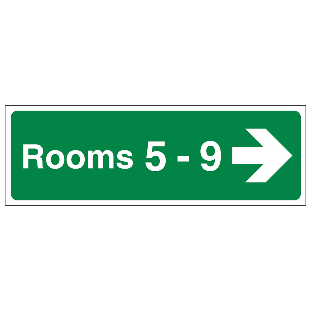 Rooms 5 To 9 Arrow Right Safety Sign Compliant For Homes