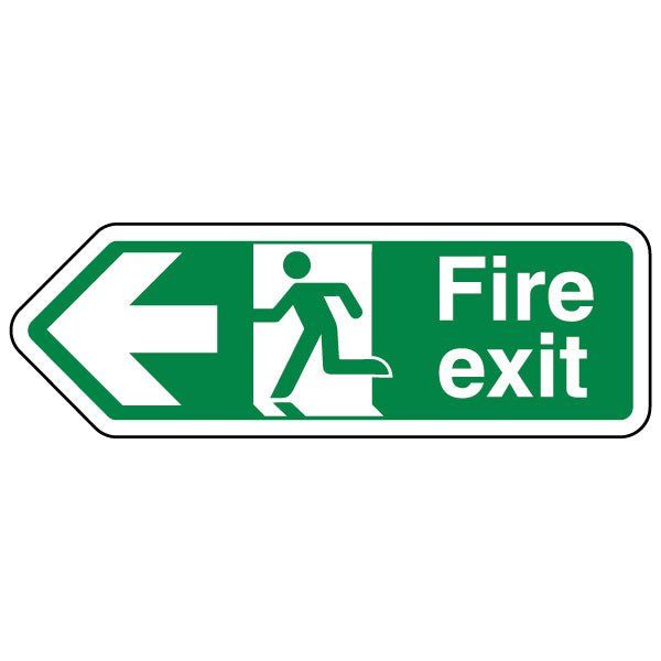 Fire Exit Arrow Left Shaped Safety Sign For Workplace
