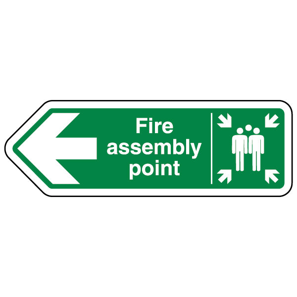 Fire Assembly Point Arrow Left Safety Sign For Workplace