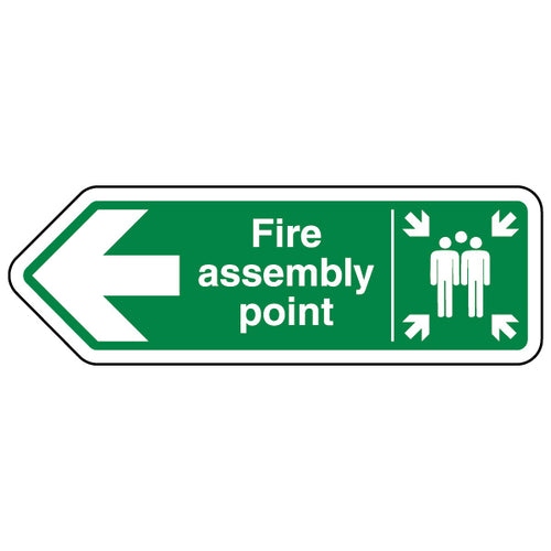 Fire Assembly Point Arrow Left Safety Sign For Workplace