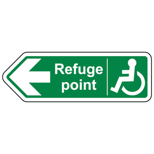 Refuge Point Arrow Left Safety Sign Notice For Workplaces
