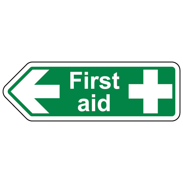 First Aid Arrow Left Safety Sign High Visibility For Staff