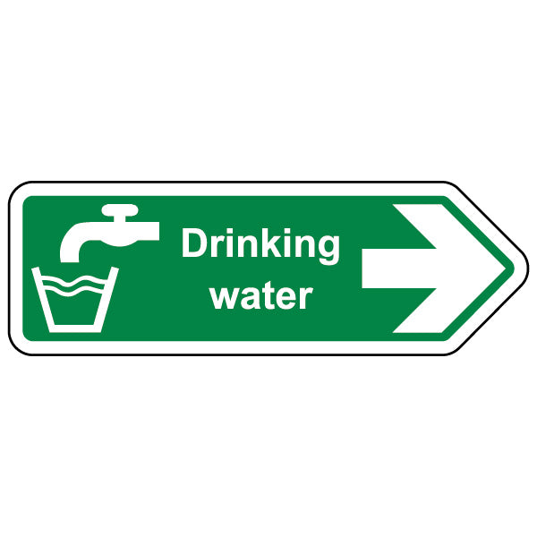 Safe Drinking Water Arrow Right Safety Sign For Workplaces