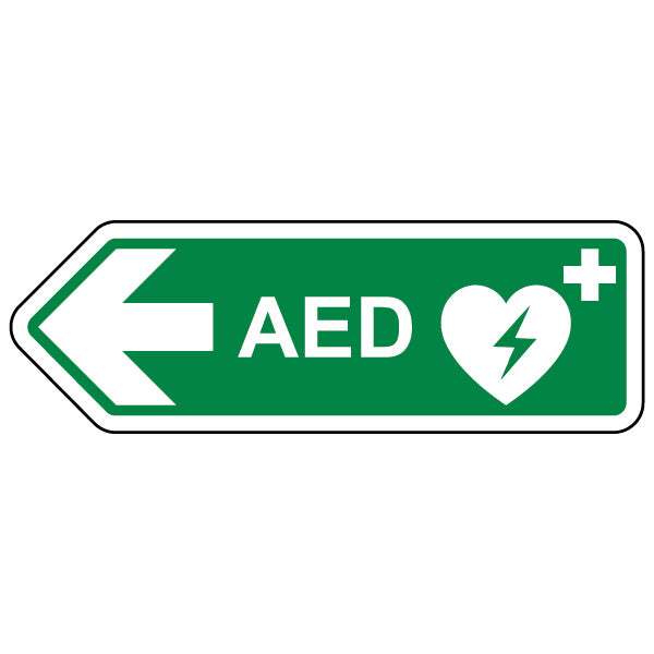AED Arrow Left Safety Sign High Visibility Workplace