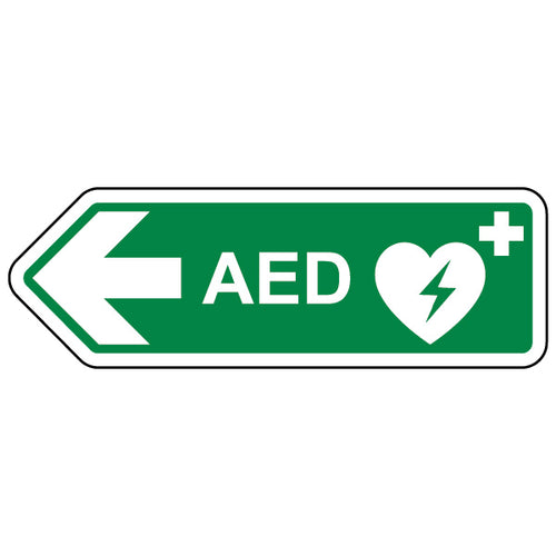 AED Arrow Left Safety Sign High Visibility Workplace