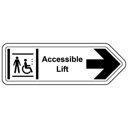 Accessible Lift Arrow Right Safety Sign Visibility Staff