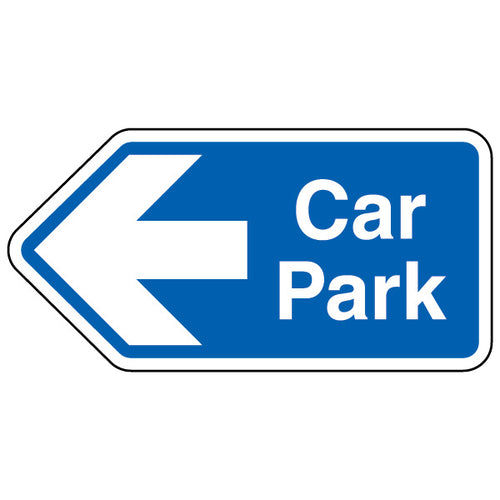 Car Park Arrow Left Blue Bold Safety Sign For Visitors