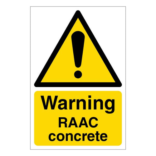Warning RAAC Concrete Safety Sign Essential For Builders