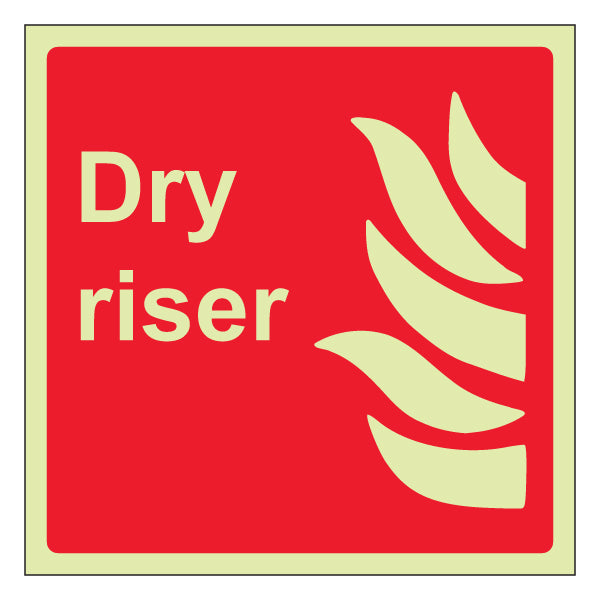 GITD Dry Riser Safety Sign Photoluminescent For Facilities