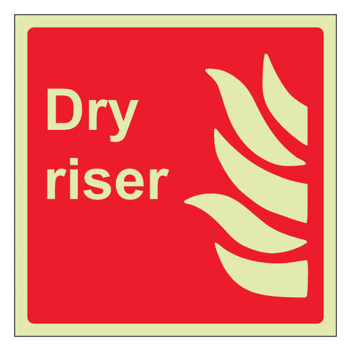 GITD Dry Riser Safety Sign Photoluminescent For Facilities