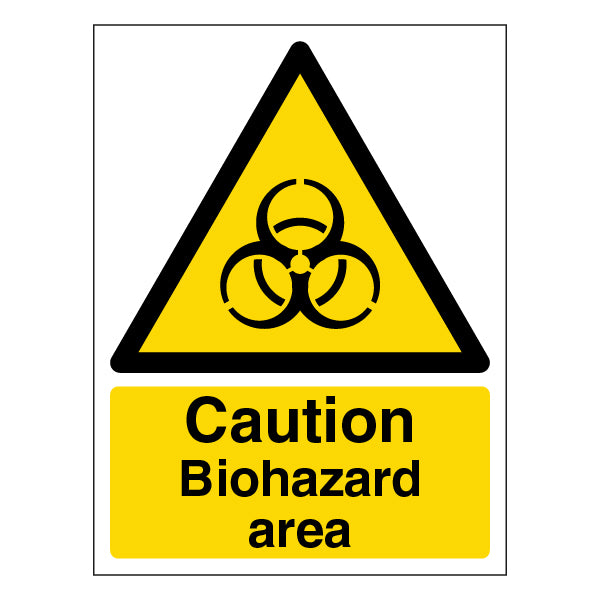 Caution Biohazard Safety Sign High Vis Self Adhesive Staff