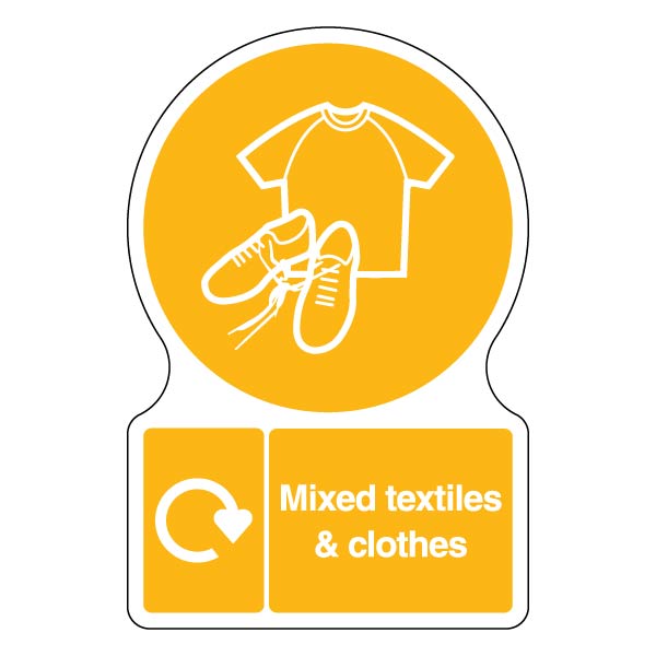WRAP Mixed Textiles Safety Sign DEFRA 2025 Schools UK