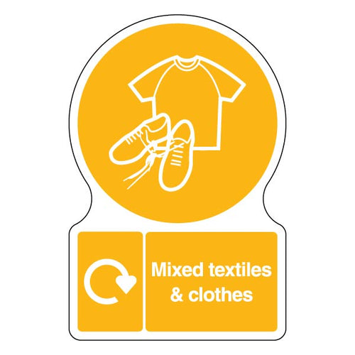WRAP Mixed Textiles Safety Sign DEFRA 2025 Schools UK