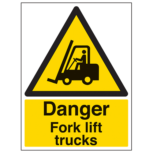Danger Fork Lift Trucks Safety Sign High Visibility Workers