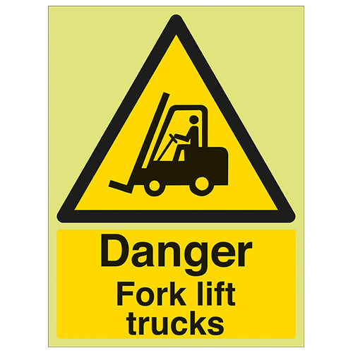 GITD Photoluminescent Fork Lift Trucks Safety Sign Loading