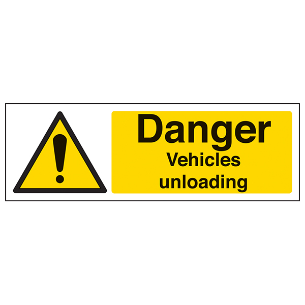 Danger Vehicles Unloading Safety Sign Essential For Worksite