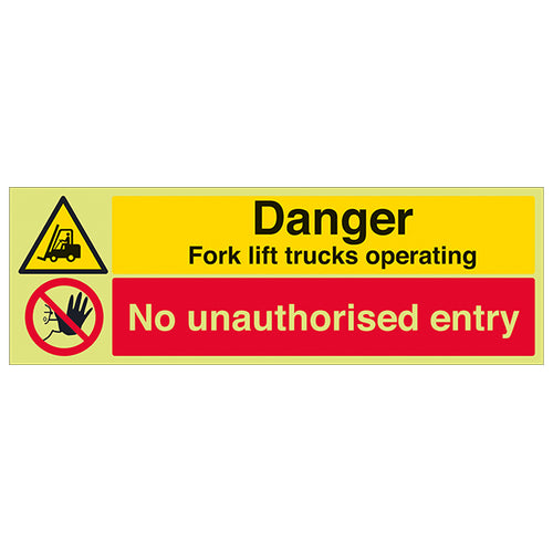 GITD Photoluminescent Forklift Safety Sign For Warehouses