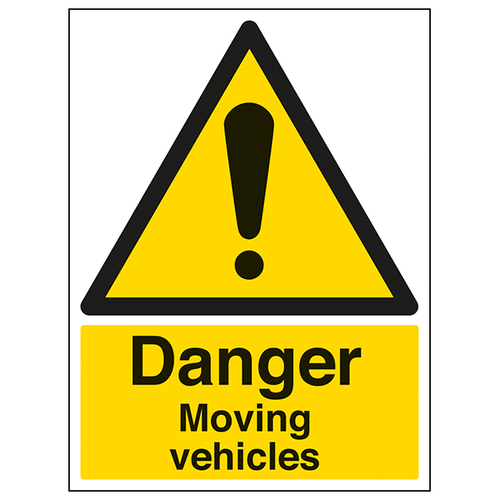 Danger Moving Vehicles Sign Portrait For Construction Site