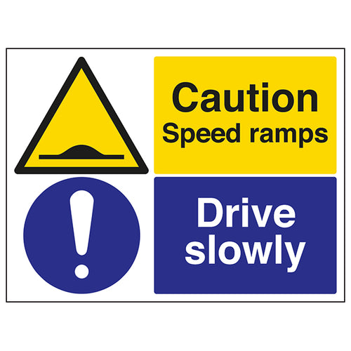 Caution Speed Ramps Safety Sign Durable Aluminum For Sites