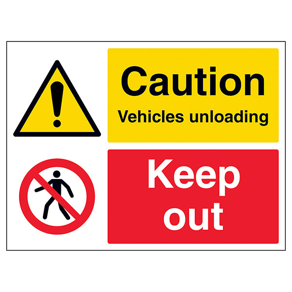 Caution Vehicles Unloading Safety Sign Warehouse Compliant