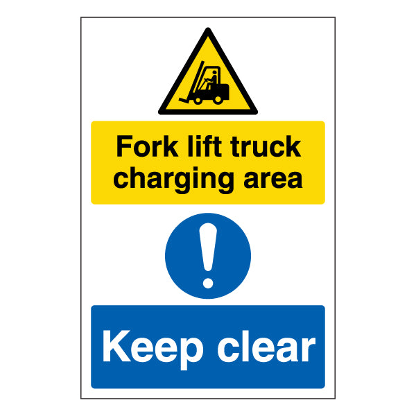 Fork Lift Charging Area Safety Sign Keep Clear Warehouse